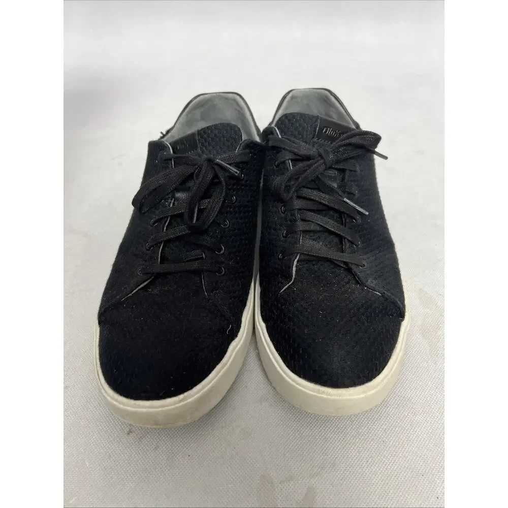 Olukai Lae' Ahi Li Black Canvas Lace Up Sneakers Shoes Mens Size 10